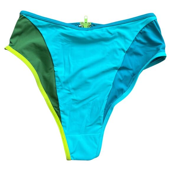 Chromat Mikito Teal Lime Zip Swim Bikini Bottom, XS - Picture 5 of 8